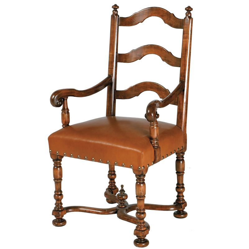 LOUIS XIII LADDER BACK DINING ARMCHAIR